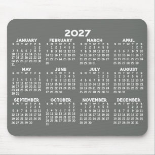 Tapis De Souris Calendrier - moderne gris et blanc simple