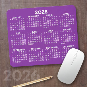 Tapis De Souris Calendrier - moderne violet et blanc simple