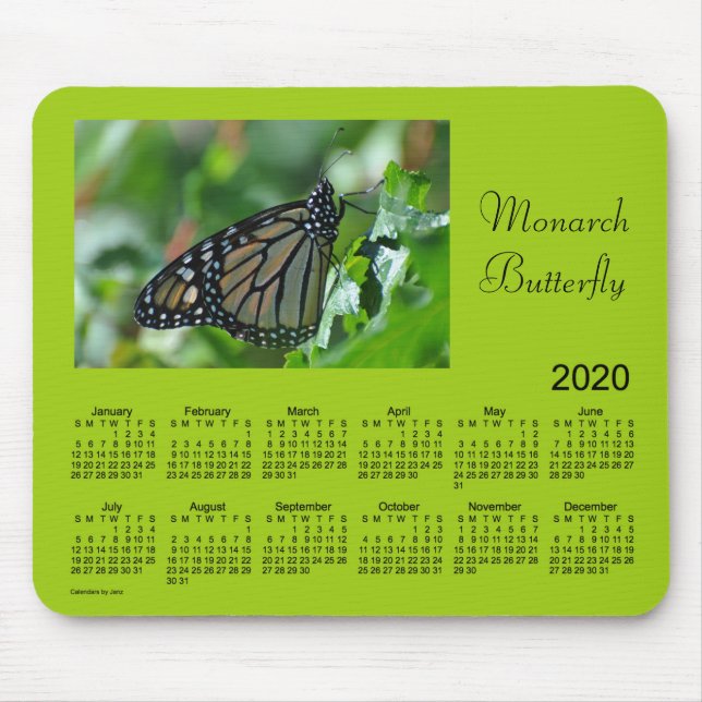 Tapis De Souris Calendrier Monarque des papillons 2020 par Janz (Devant)