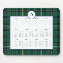 Calendrier Monogramme Tartan Vert 2027