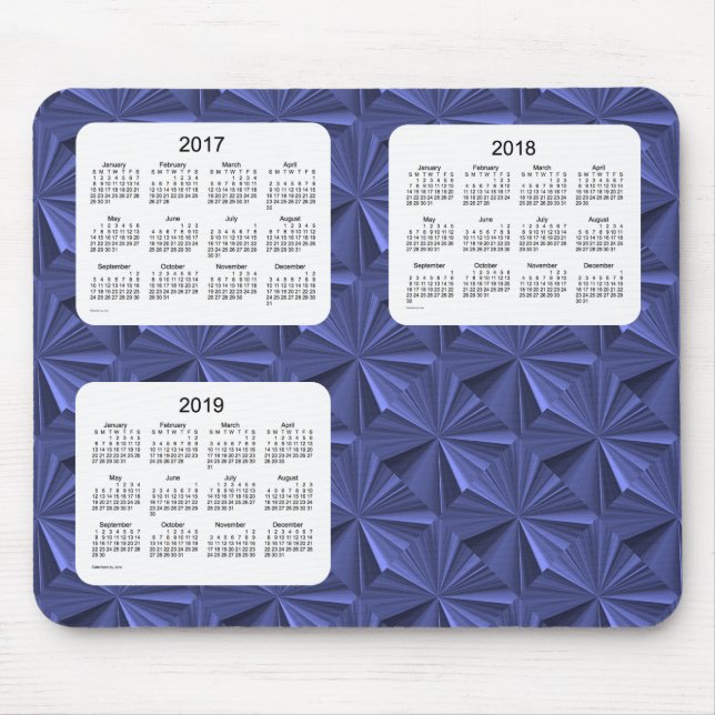 Tapis De Souris Calendrier Mousepad de 3 de l'an 2017-2019 (Devant)