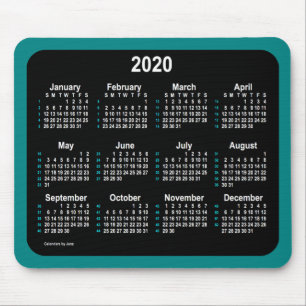 Tapis De Souris Calendrier Neon 52 semaines 2020 par Janz Turquois
