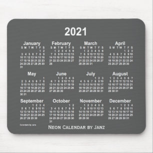 Tapis De Souris Calendrier Neon Charcoal 2021 par Janz