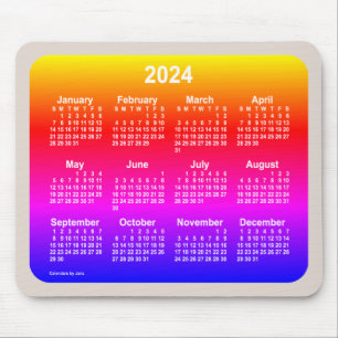 Tapis De Souris Calendrier Neon Rainbow 2024 par Janz Two Tone