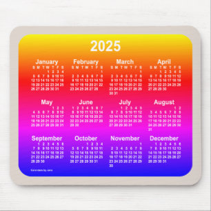 Tapis De Souris Calendrier Neon Rainbow 2025 par Janz Two Tone