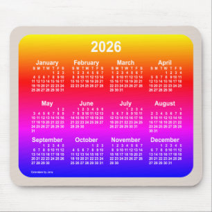 Tapis De Souris Calendrier Neon Rainbow 2026 par Janz Two Tone