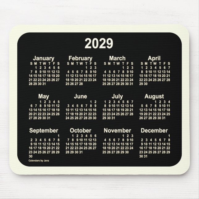 Tapis De Souris Calendrier Neon Sepia 2029 par Janz Two Tone (Devant)