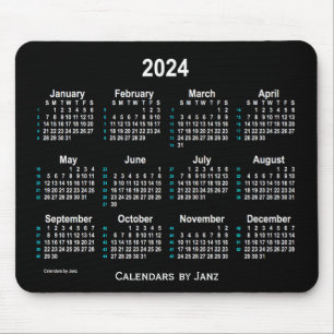 Tapis De Souris Calendrier Neon White 52 semaines 2024 par Janz