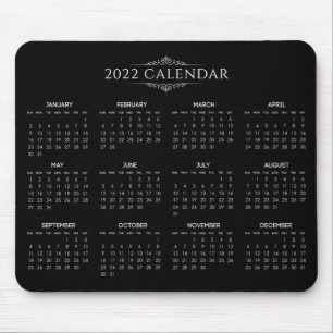Tapis De Souris Calendrier Noir 2022 simple mais élégant   Mousepa
