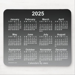 Tapis De Souris Calendrier noir défraîchi 2025 par Janz Mouse Pad