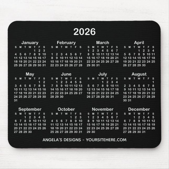 Tapis De Souris Calendrier noir et blanc promotionnel (Devant)
