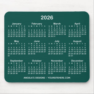 Tapis De Souris Calendrier noir Turquoise et blanc promotionnel