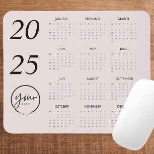 Tapis De Souris Calendrier Pastel Pink 2025 personnalisé avec votr