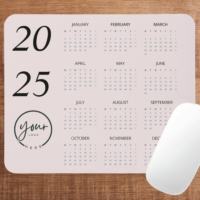 Tapis De Souris Calendrier Pastel Pink 2025 personnalisé avec votr (Créateur téléchargé)