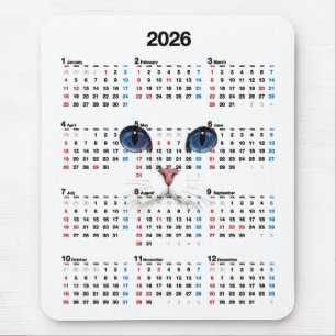 Tapis De Souris Calendrier persan blanc 2025