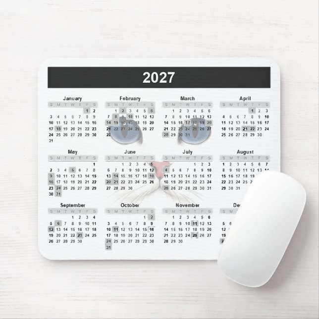 Tapis De Souris Calendrier persan blanc 2027   (Avec souris)