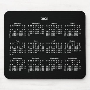 Tapis De Souris Calendrier personnalisable Black and White 2021