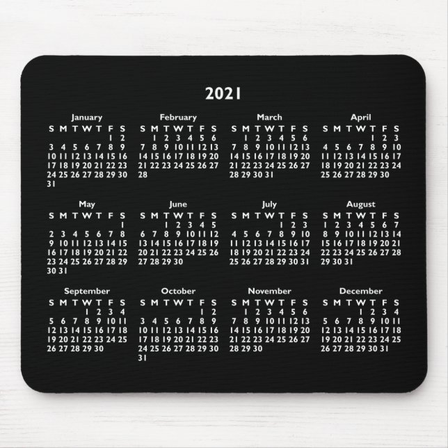 Tapis De Souris Calendrier personnalisable Black and White 2021 (Devant)