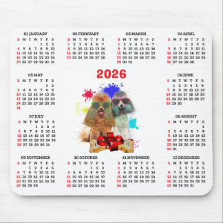 Tapis De Souris Calendrier personnalisable Chien Caniche Mignon