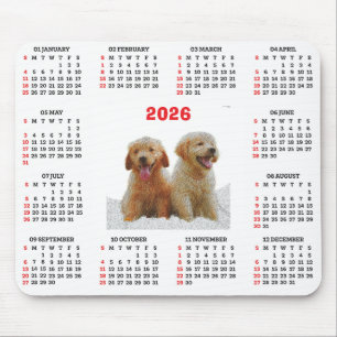 Tapis De Souris Calendrier personnalisable Chien Retriever doré Mi