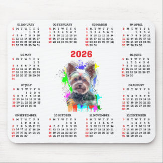 Tapis De Souris Calendrier personnalisable Chiot Yorkie mignon