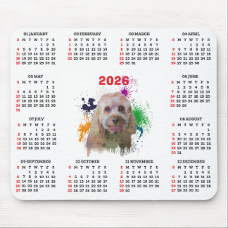 Tapis De Souris Calendrier personnalisable de chien Cavapoo mignon