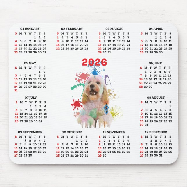 Tapis De Souris Calendrier personnalisable de chien Cockapoo migno (Devant)