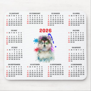 Tapis De Souris Calendrier personnalisable de chien Pomsky mignon