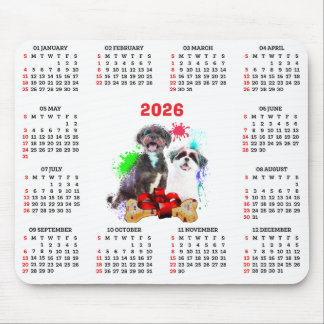 Tapis De Souris Calendrier personnalisable de chien Shih Tzu migno