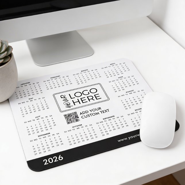 Tapis De Souris Calendrier personnalisé 2026 Logo d'entreprise (Créateur téléchargé)