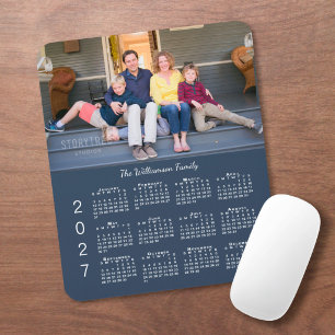 Tapis De Souris Calendrier personnalisé avec photo Navy Blue 2027