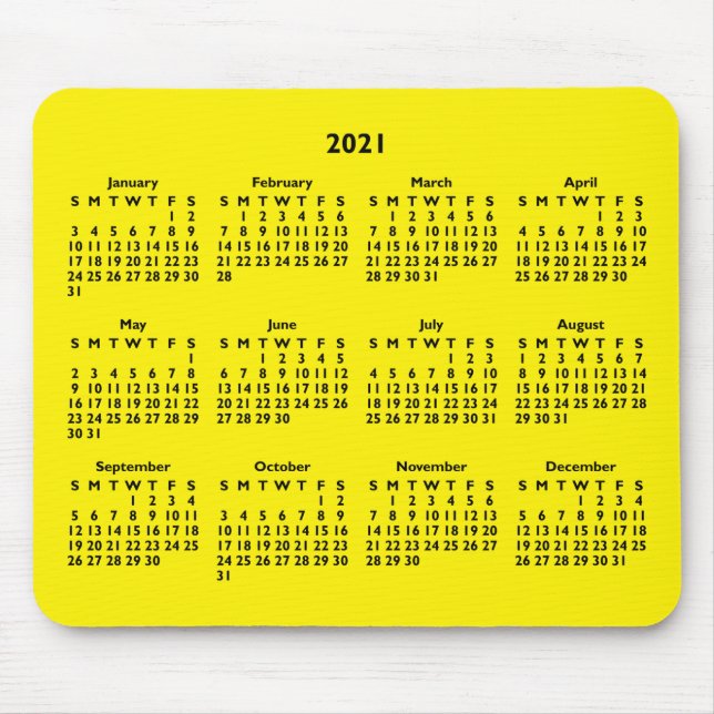 Tapis De Souris Calendrier personnalisé Black and Bright Yellow 20 (Devant)