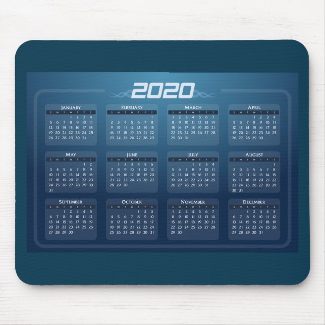 Tapis De Souris Calendrier personnalisé Customisé 2020 (Devant)