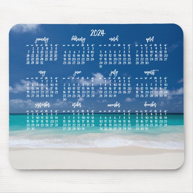 Tapis De Souris Calendrier personnalisé de la souris Plage 2024 (Devant)