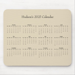Tapis De Souris Calendrier personnalisé de l'année complète 2025