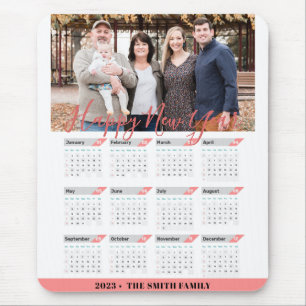 Tapis De Souris Calendrier photo de famille moderne 2023 Rose Gold