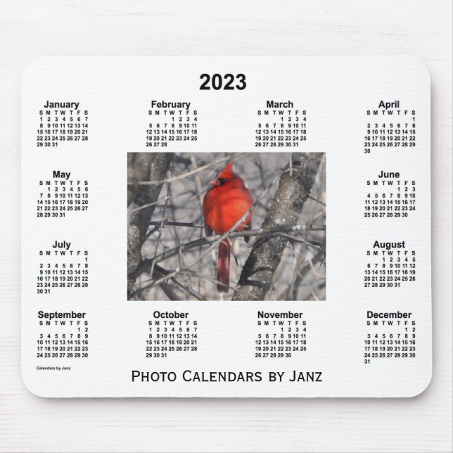 Tapis De Souris Calendrier photo encadré du cardinal 2023 par Janz (Devant)