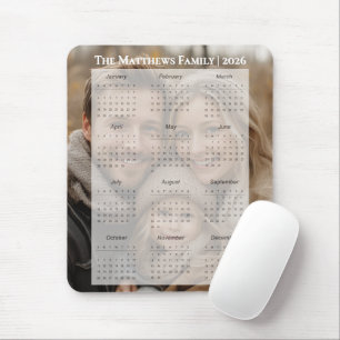 Tapis De Souris Calendrier photo personnalisé avec nom de famille 