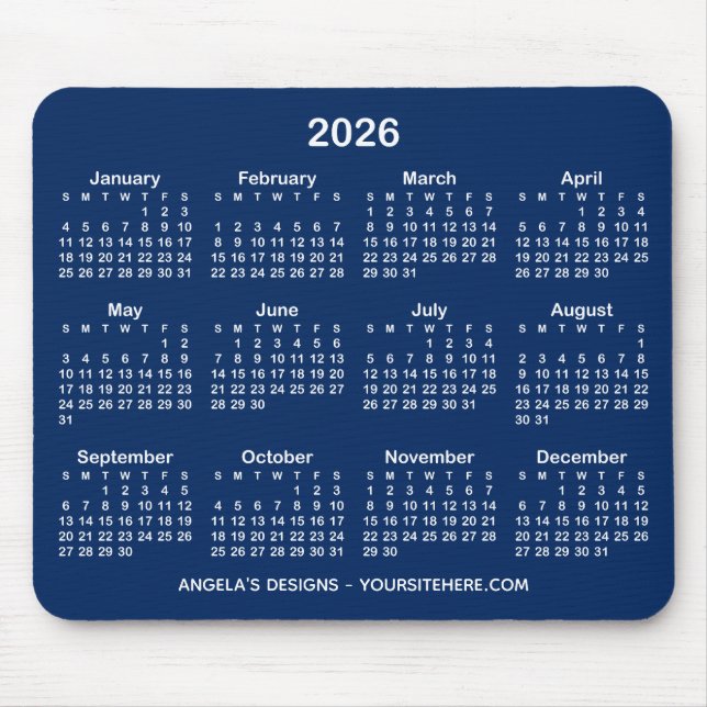 Tapis De Souris Calendrier promotionnel bleu marine et blanc (Devant)