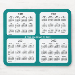 Tapis De Souris Calendrier quadriennal Turquoise 2019-2022 par Jan