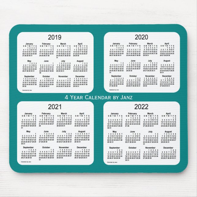 Tapis De Souris Calendrier quadriennal Turquoise 2019-2022 par Jan (Devant)
