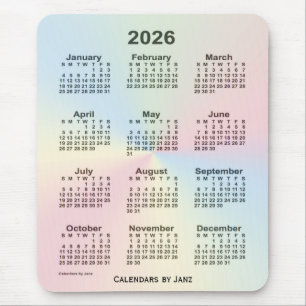 Tapis De Souris Calendrier Rainbow Cloud 2026 par Janz