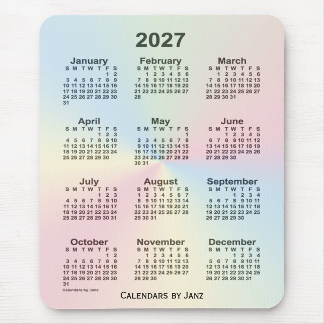 Tapis De Souris Calendrier Rainbow Cloud 2027 par Janz (Devant)