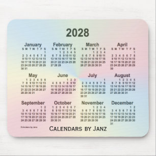 Tapis De Souris Calendrier Rainbow Cloud 2028 par Janz