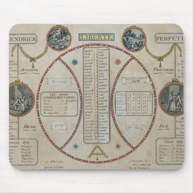 Tapis De Souris Calendrier républicain perpétuel, juin 1801 (Devant)
