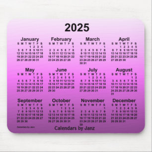 Tapis De Souris Calendrier rose chaud 2025 défraîchi par Janz