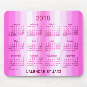 Tapis De Souris Calendrier rose d'art du rideau 2018 par Janz