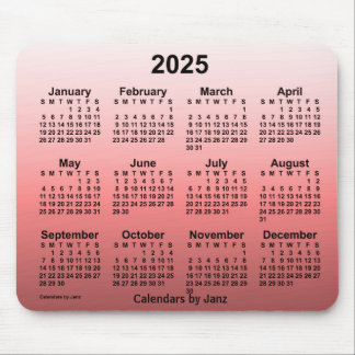 Tapis De Souris Calendrier rouge défraîchi 2025 par Janz Mouse Pad