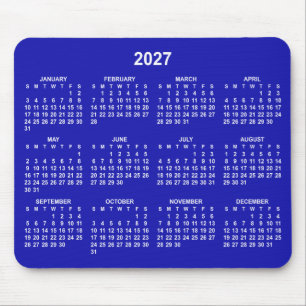 Tapis De Souris Calendrier Royal Bleu et Blanc 2027