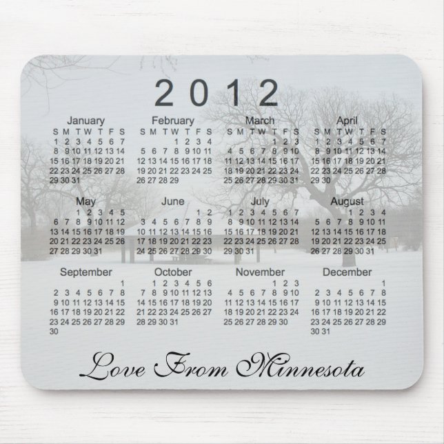 Tapis De Souris Calendrier Scénique 2012 (Devant)